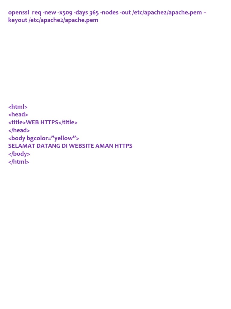 Openssl Req New x509 Days 365 Nodes Out /etc/apache2/apache