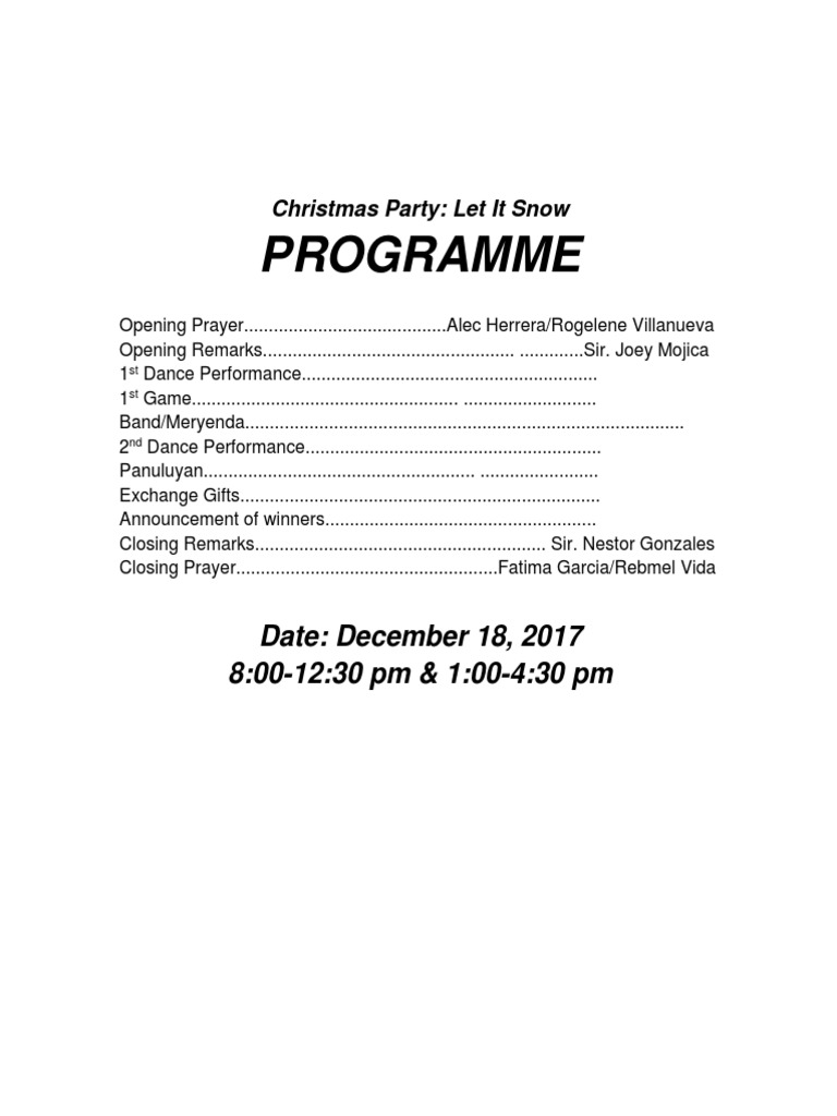 Christmas Party Programme | PDF