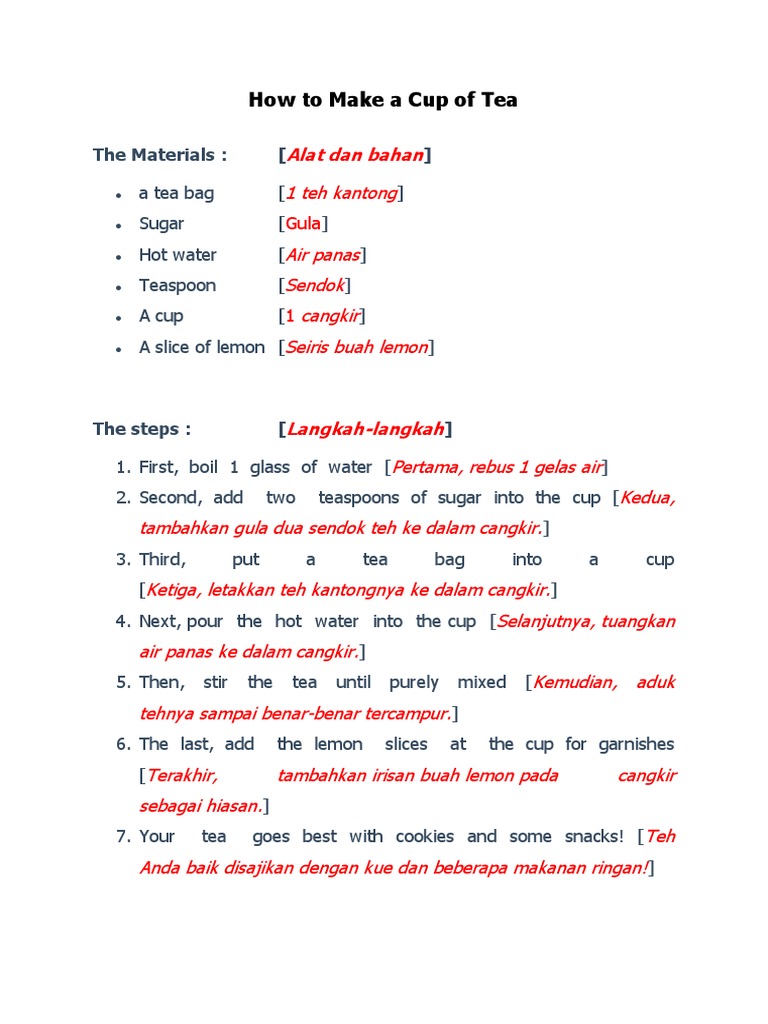 How To Make A Cup of Tea | PDF
