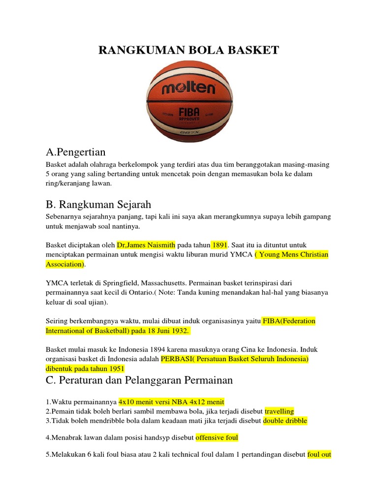 Soal Penjaskes Materi Bola Basket Guru Paud