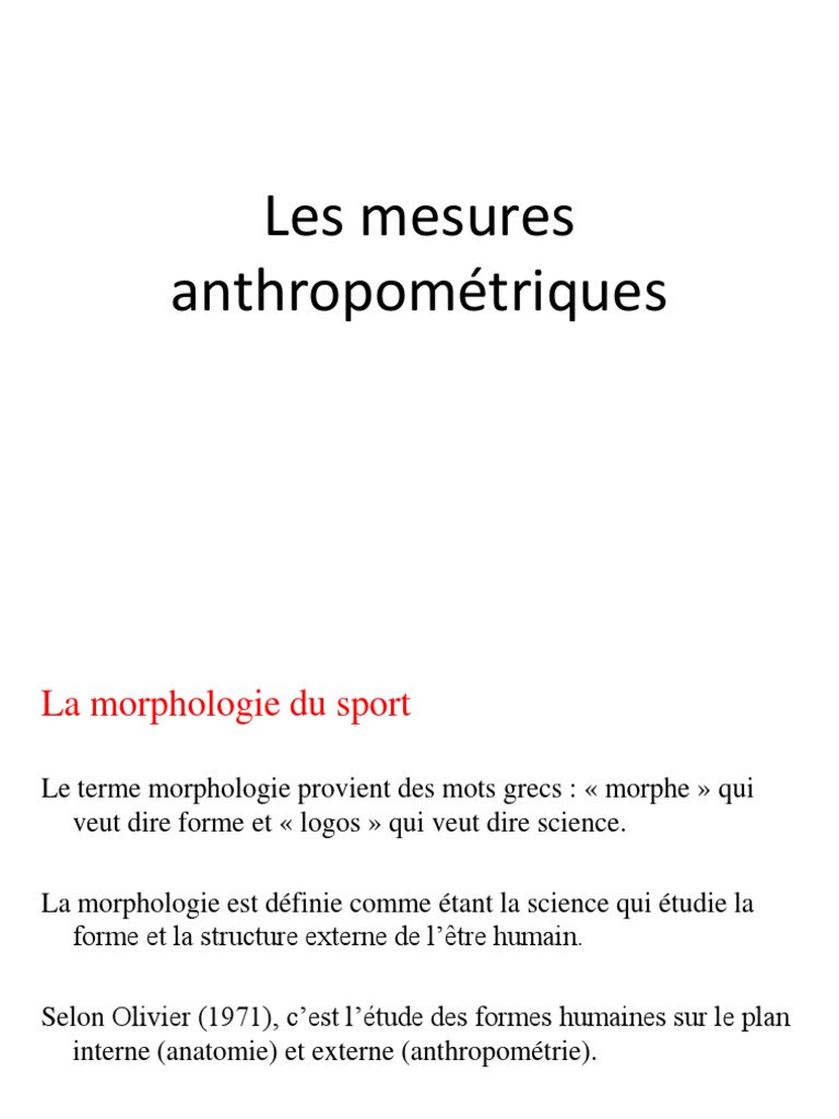 Les Mesures Anthropométriques | PDF | Système de référence en anatomie ...
