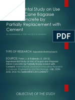 Experimental Study On Use of Sugar Cane Bagasse