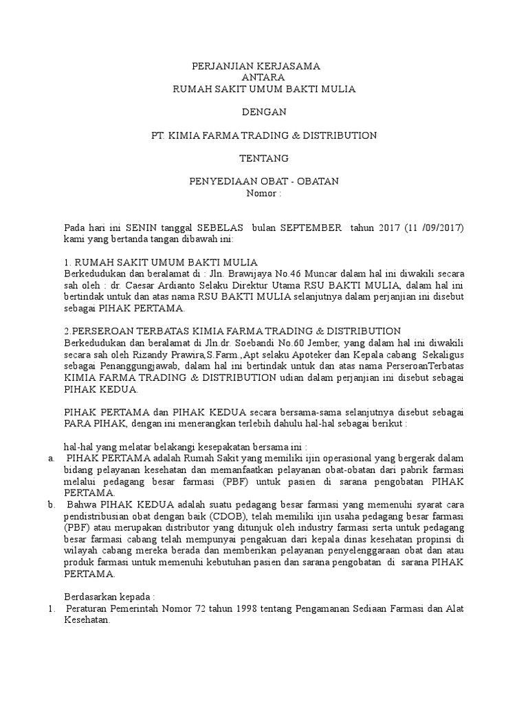 pdf kerjasama mou Pemasok(Mou) Perjanjian Kerjasama