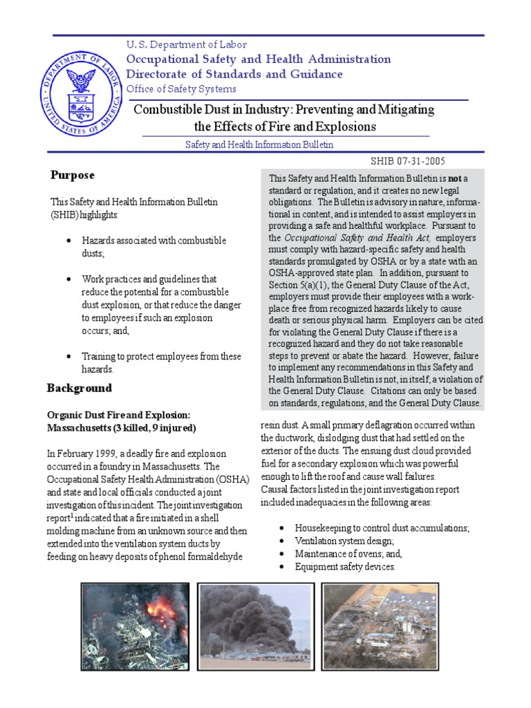 Combustible Dust in Industry PDF | PDF | Occupational Safety And Health ...