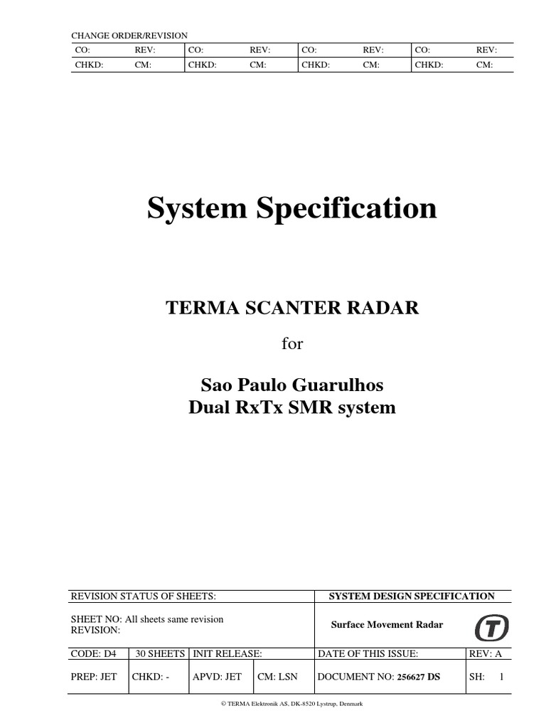 Scanter 240100 TERMA Surface Movement Radar System Specification PDF ...