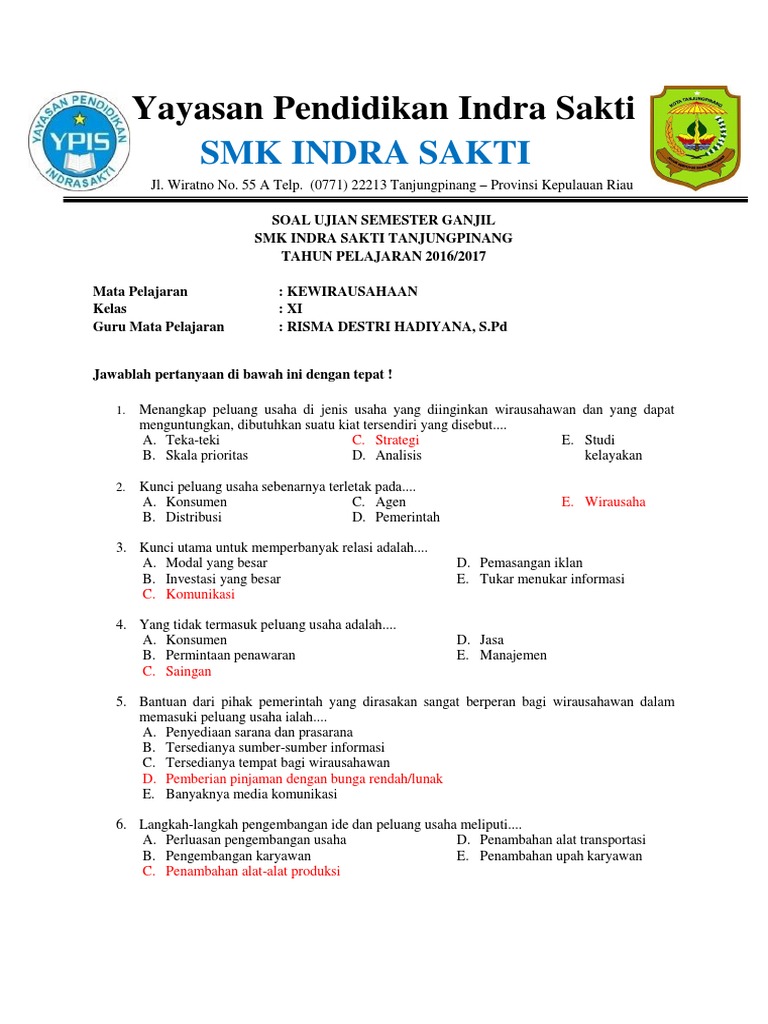 Uas Kwu Smk Kls Xi