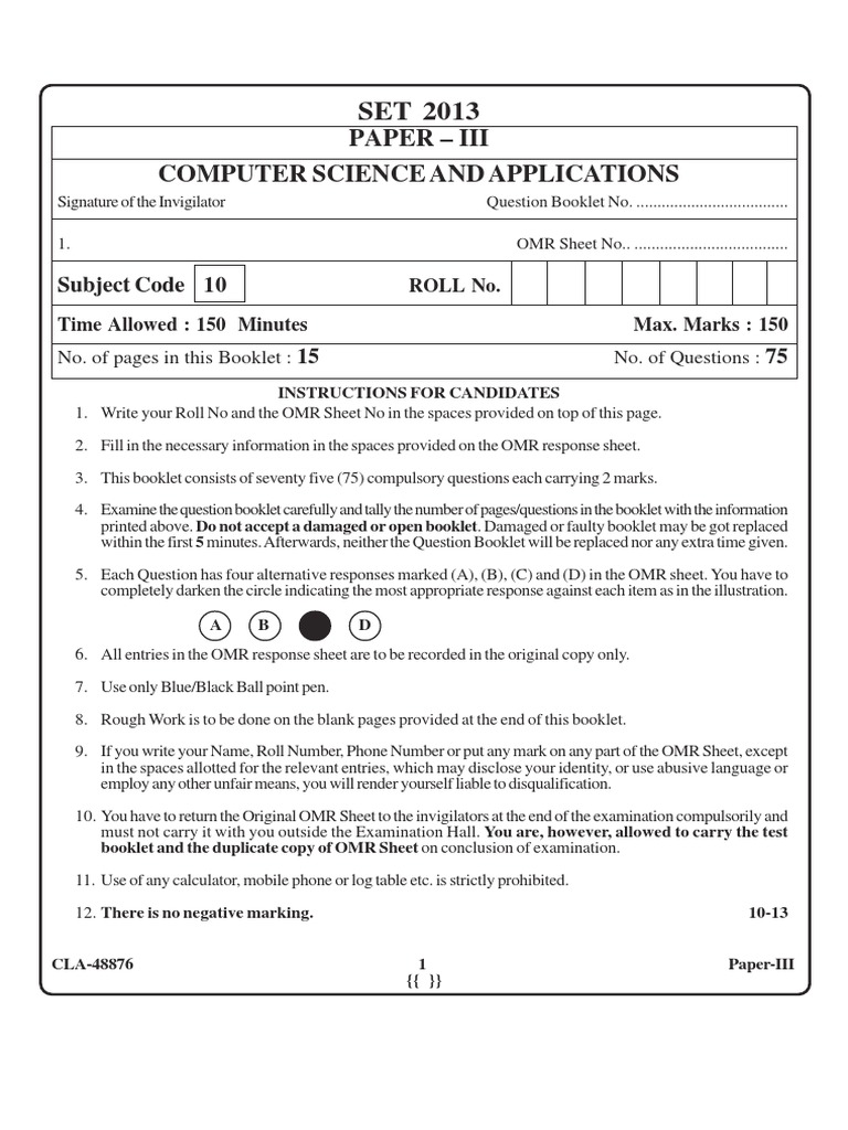 Computer Science Exam Instructions | PDF | Relational Database ...