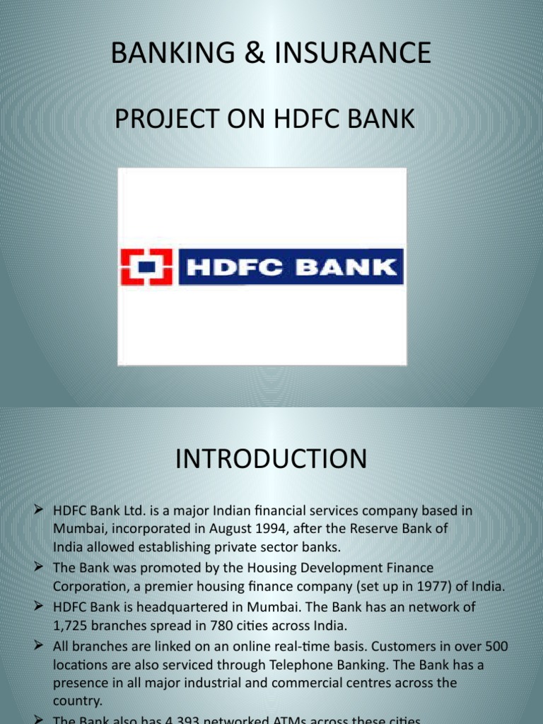 HDFC Bank: Comprehensive Overview | PDF | Banks | Debit Card