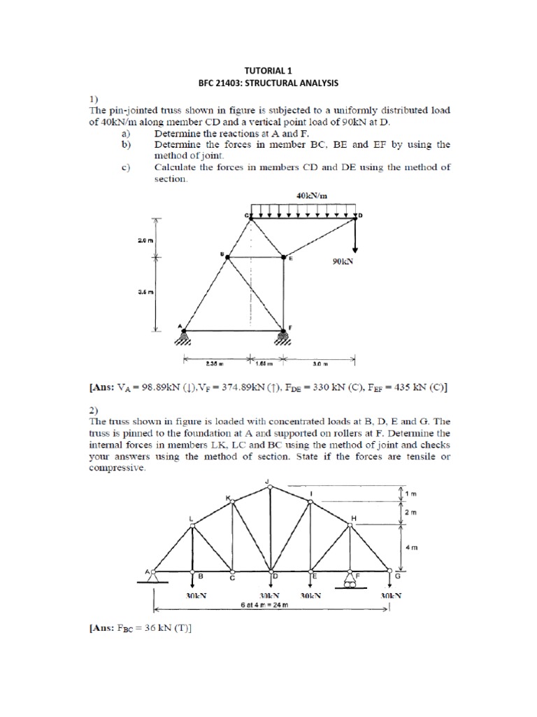 TUTORIAL 1 Struc Analysis | PDF
