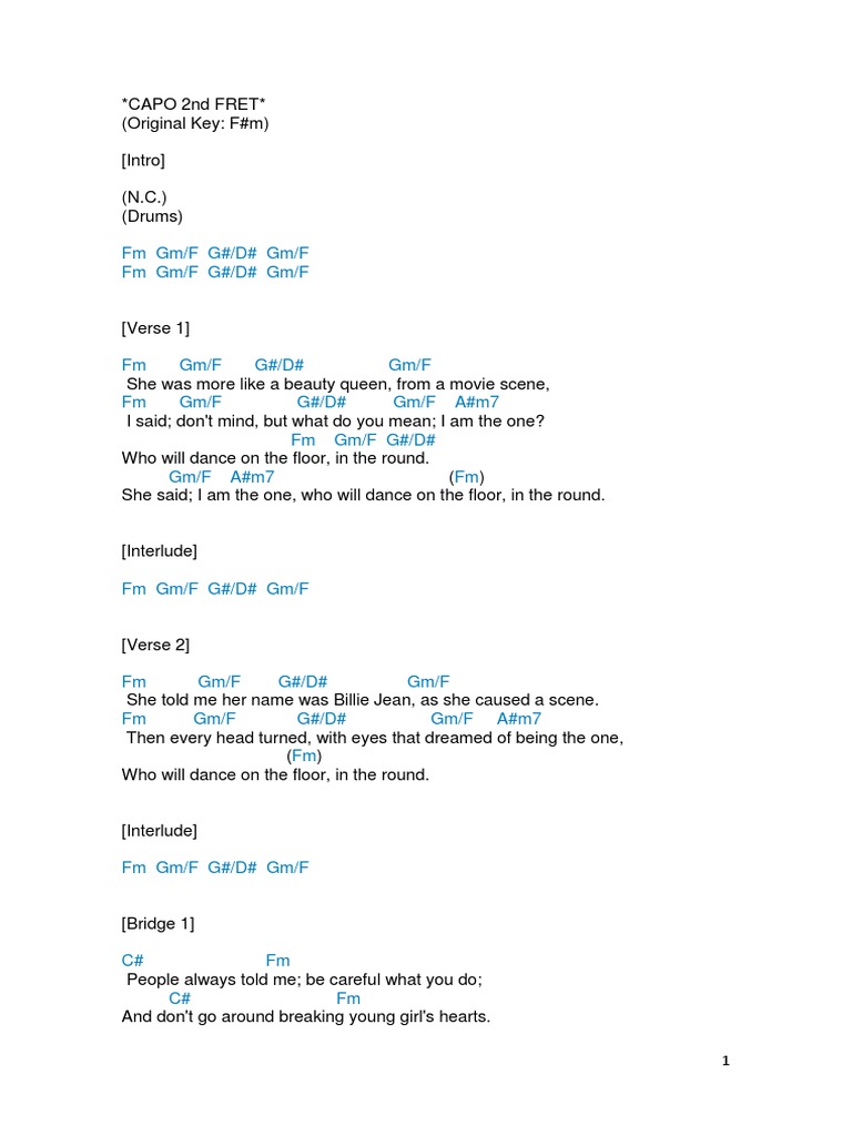 Billie Jean PDF Song Structure Songs