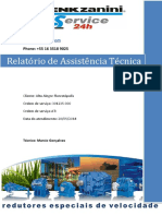 Relatório técnico de assistência em redutor B71/BZ 2x125 SG para Alto Alegre Florestópolis