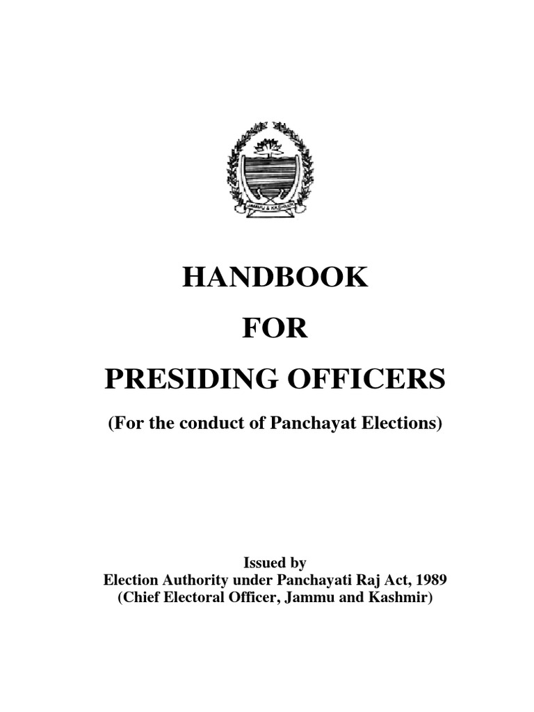 Handbook FOR Presiding Officers (For The Conduct of Panchayat