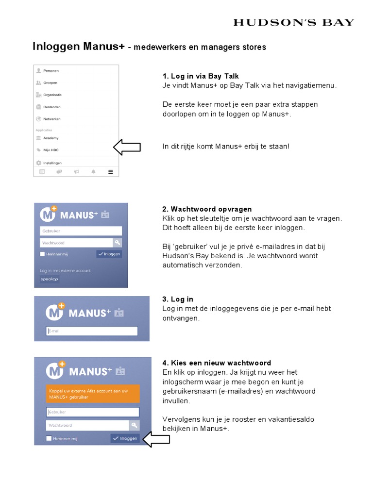 Manus - 1e Keer Inloggen - Store Staff | PDF