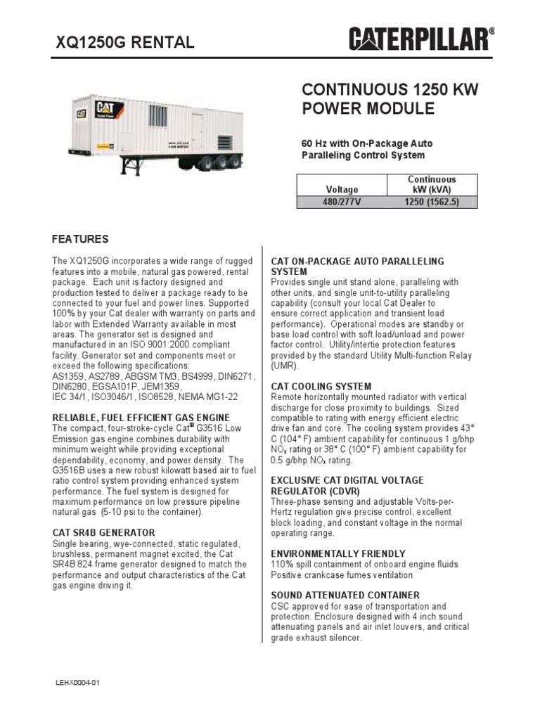 DataSheet XQ1250G Rental Power Module PDF | PDF | Relay | Engines
