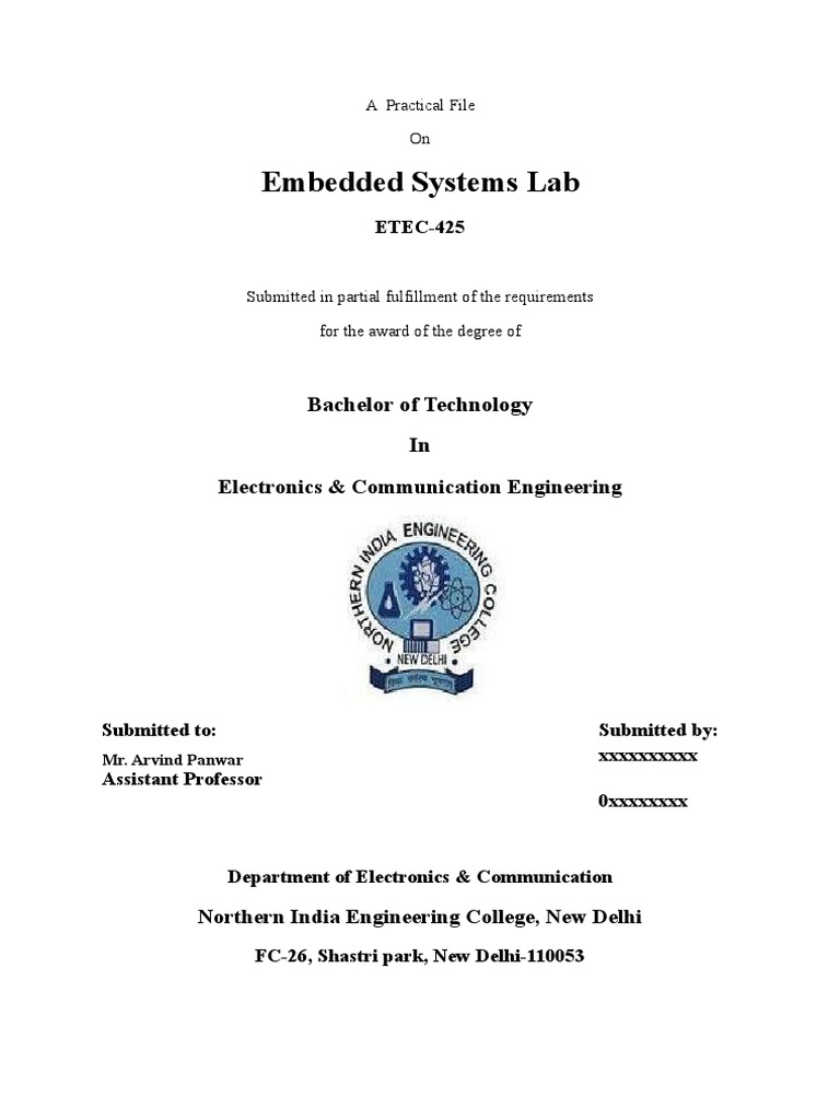 Embedded Systems Lab Report ETEC-425 | PDF