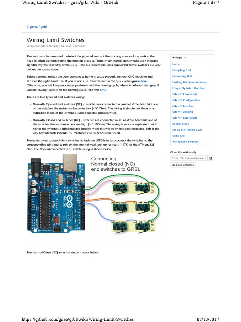 GRBL Wiring Limit Switches PDF Printed Circuit Board Switch