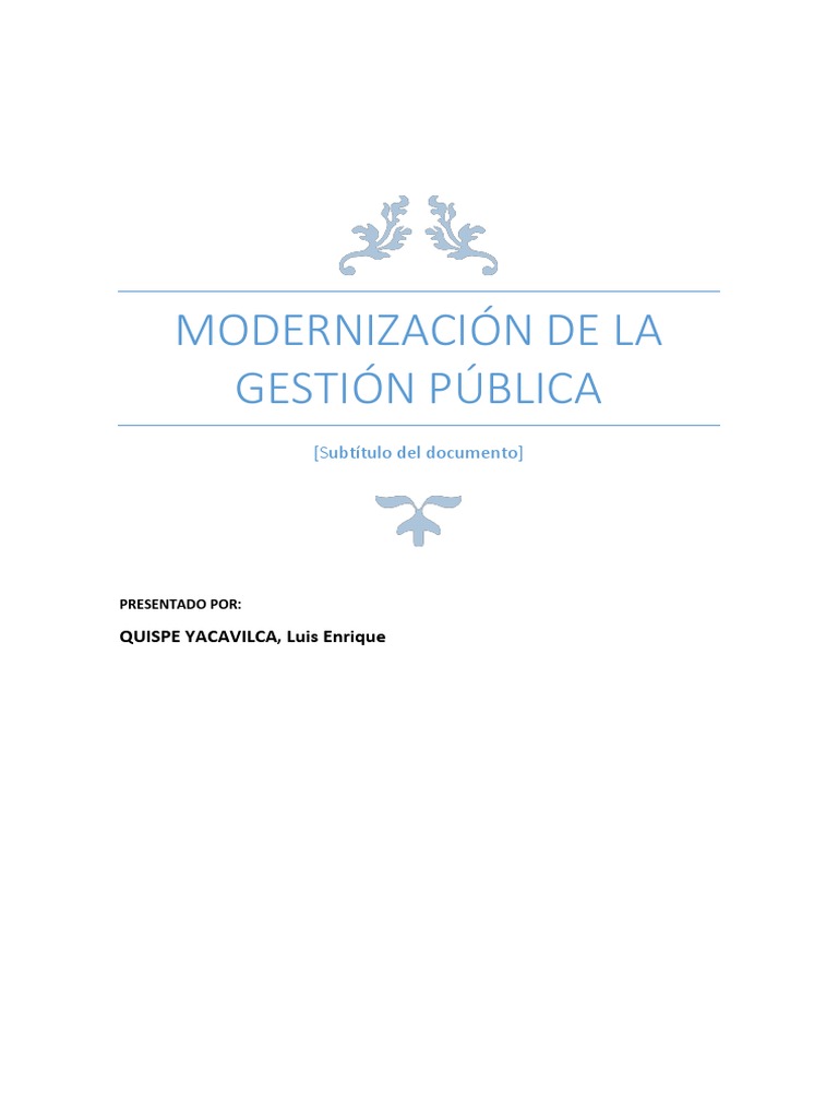 Modernización de la Gestión Pública en Perú | PDF | Administración ...