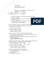 Lista 1 - Equilíbrio Químico - FQA