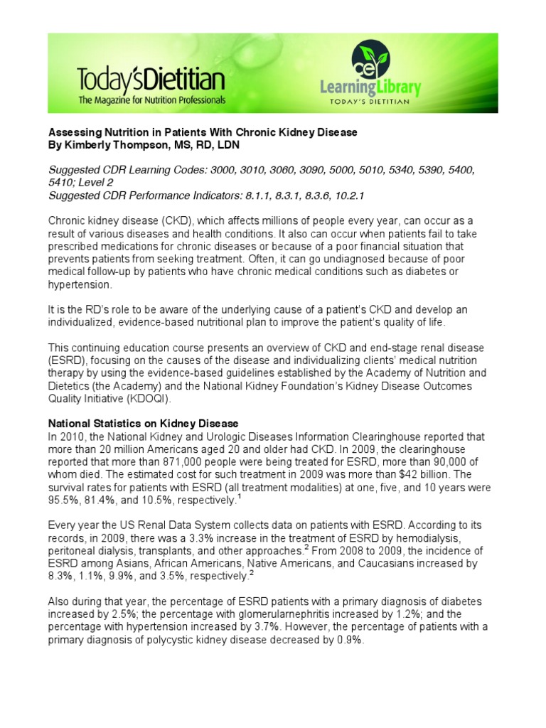 Nutrition Strategies for CKD Management | PDF | Chronic Kidney Disease ...