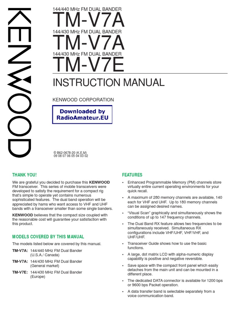 Kenwood TM v7 User Manual | PDF | Electrical Connector | Power Supply