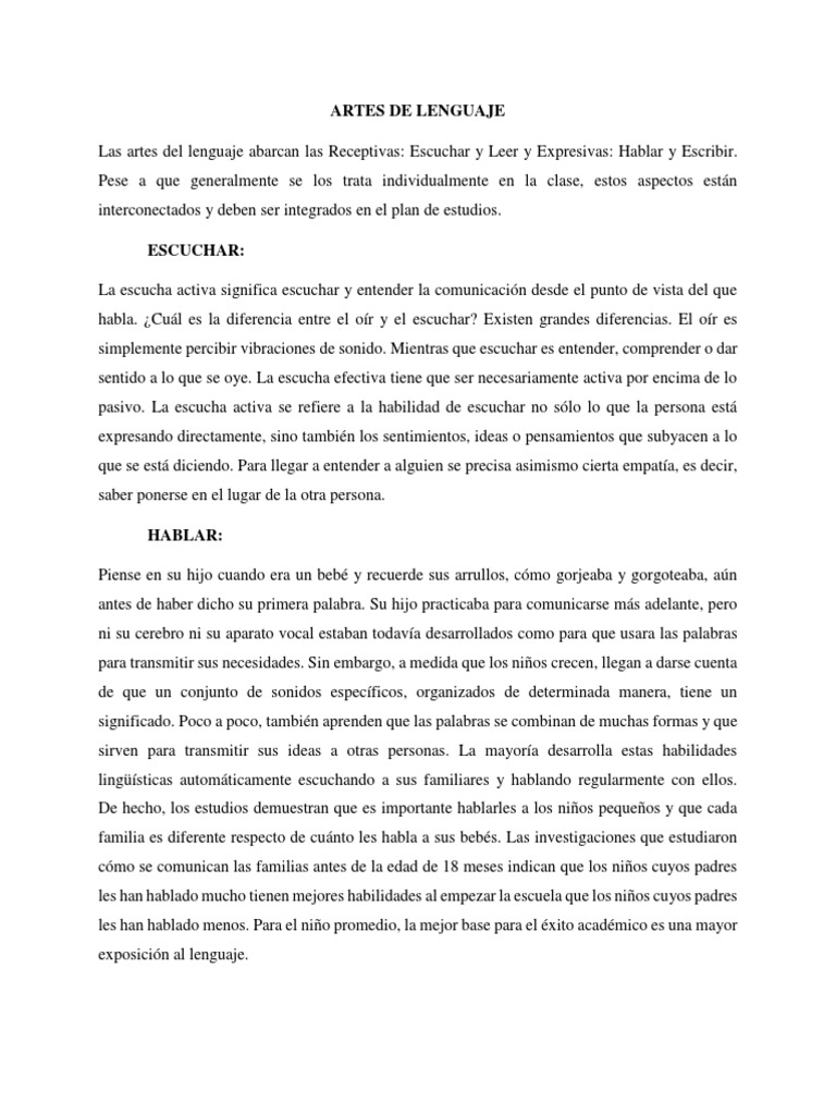 Habilidades Expresivas en Artes del Lenguaje | PDF | Lectura (proceso ...