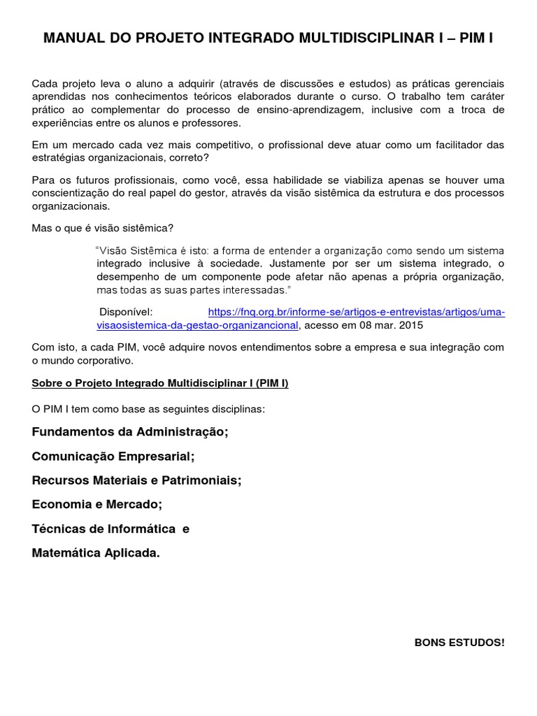 Pim I - Novo Modelo | PDF | Economia | Gestão de recursos humanos