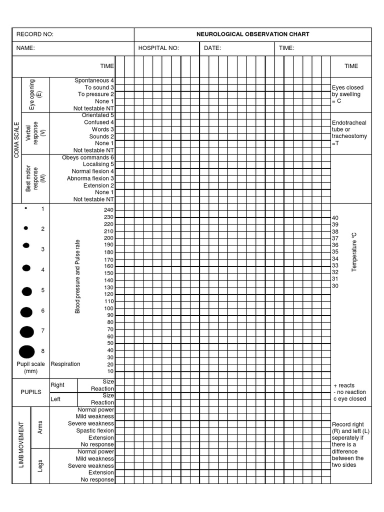 Neurological Observation Chart Guide | PDF | Anatomical Terms Of Motion ...