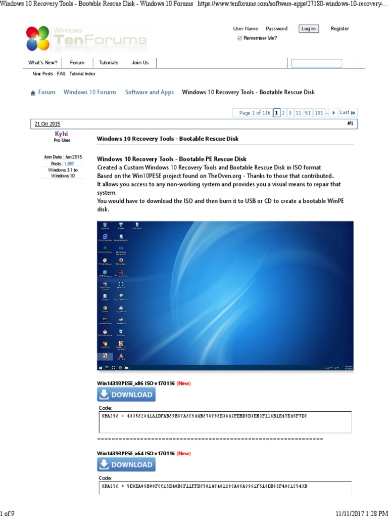 windows 10 rescue disk download