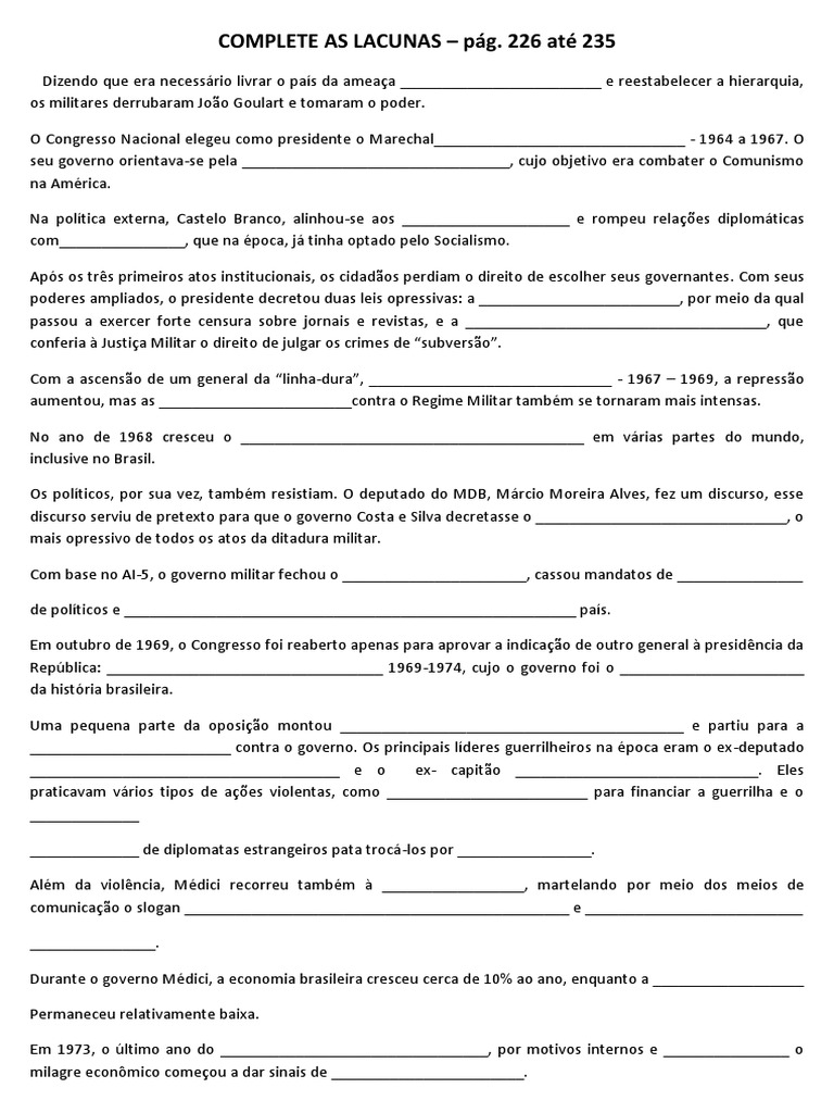 Complete As Lacunas | PDF | Brasil | Governo