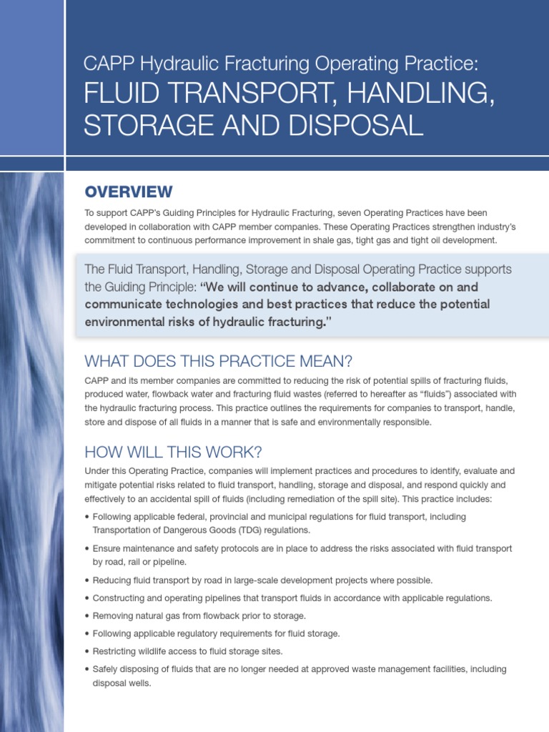 Hydraulic Fracturing Fluid Management Guide | PDF | Hydraulic ...