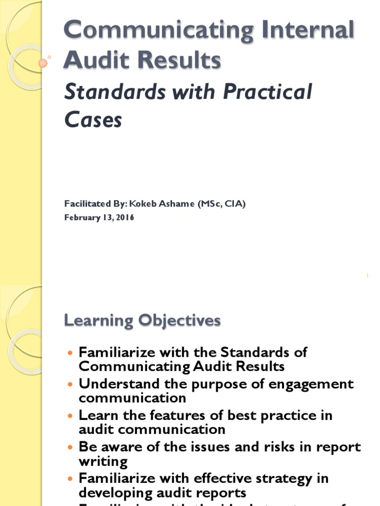 Communicating Internal Audit Results Pdf Internal Audit Auditor S