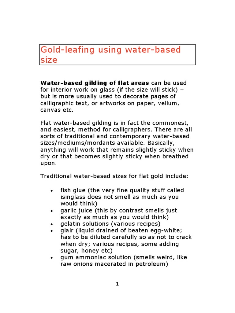 How to gold leaf with water based gilding size