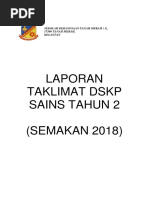 Laporan Taklimat Penyebaran Dskp Sains Tahun 2 Semakan 2018