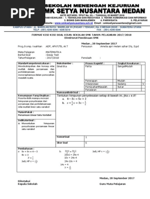 Format Kisi Kisi Soal Uts Ganjil Matematika Kelas X T A 2017 2018