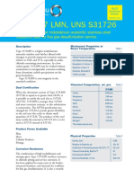 Outokumpu Austenitic Grade 317lmn Data Sheet