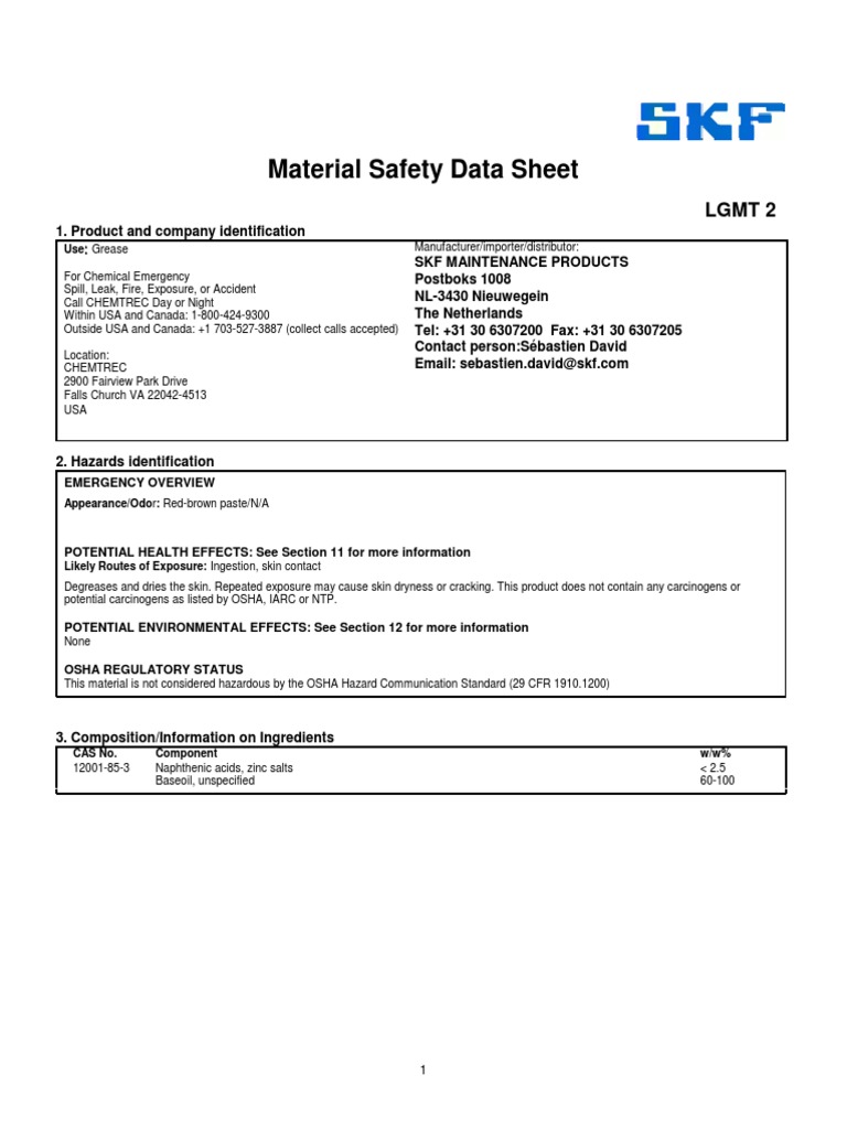 SKF Grease LGMT 2 PDF Prevention Water