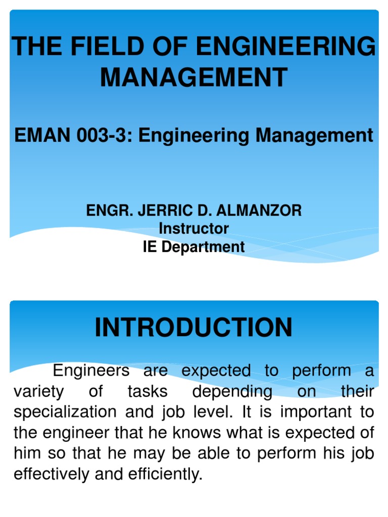 Overview of Engineering Management | PDF | Engineer | Motivation