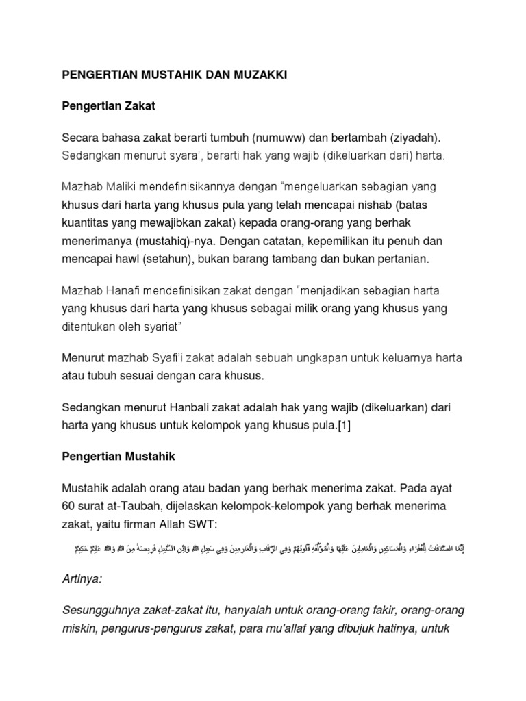 Pengertian Muzaki Dan Mustahiq Docx