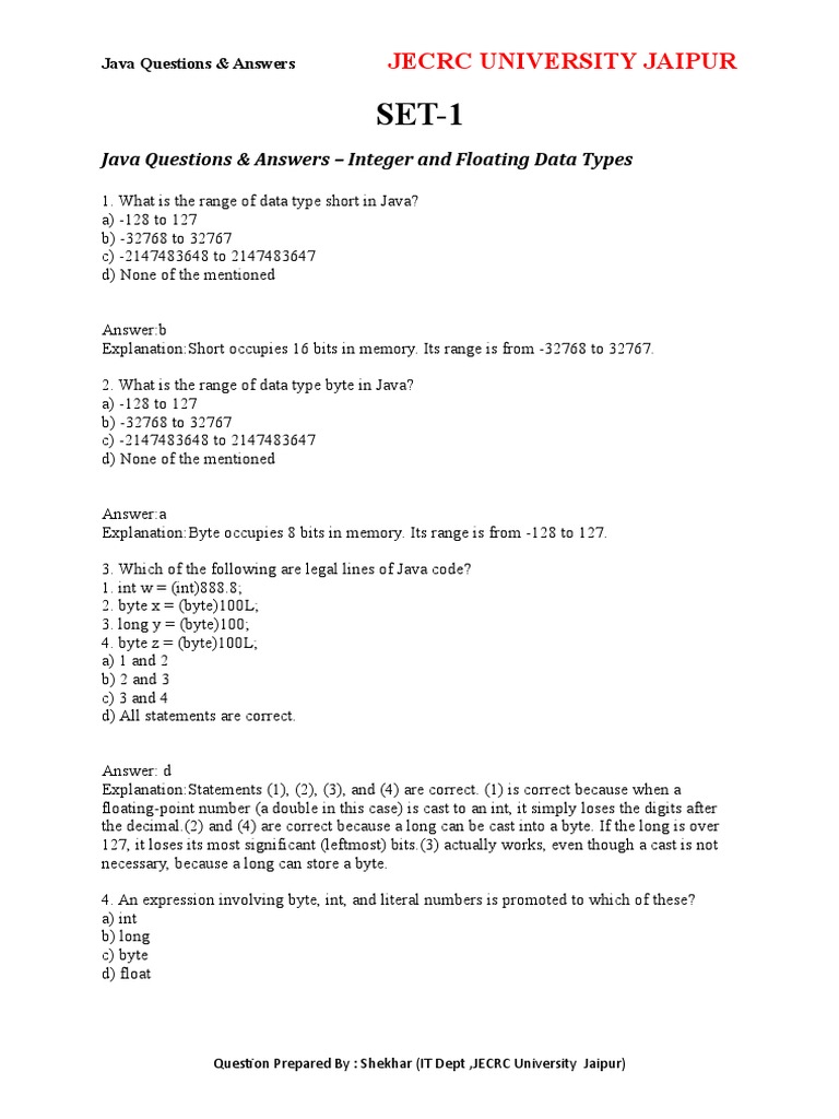 Java Questions | PDF | C (Programming Language) | Control Flow