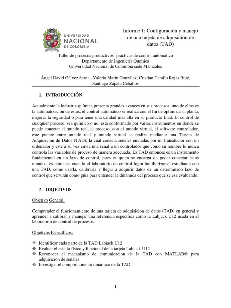 Informe TAD PDF | PDF | Adquisición de datos | USB