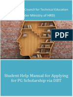 Student Help Manual For Applying For PG Scholarship Via DBT: (Under Ministry of HRD)