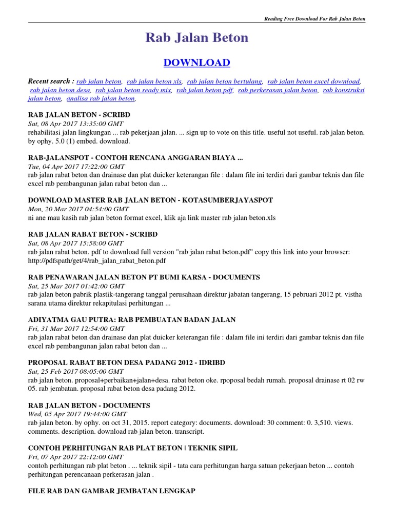 Rab Jalan Beton Pdf