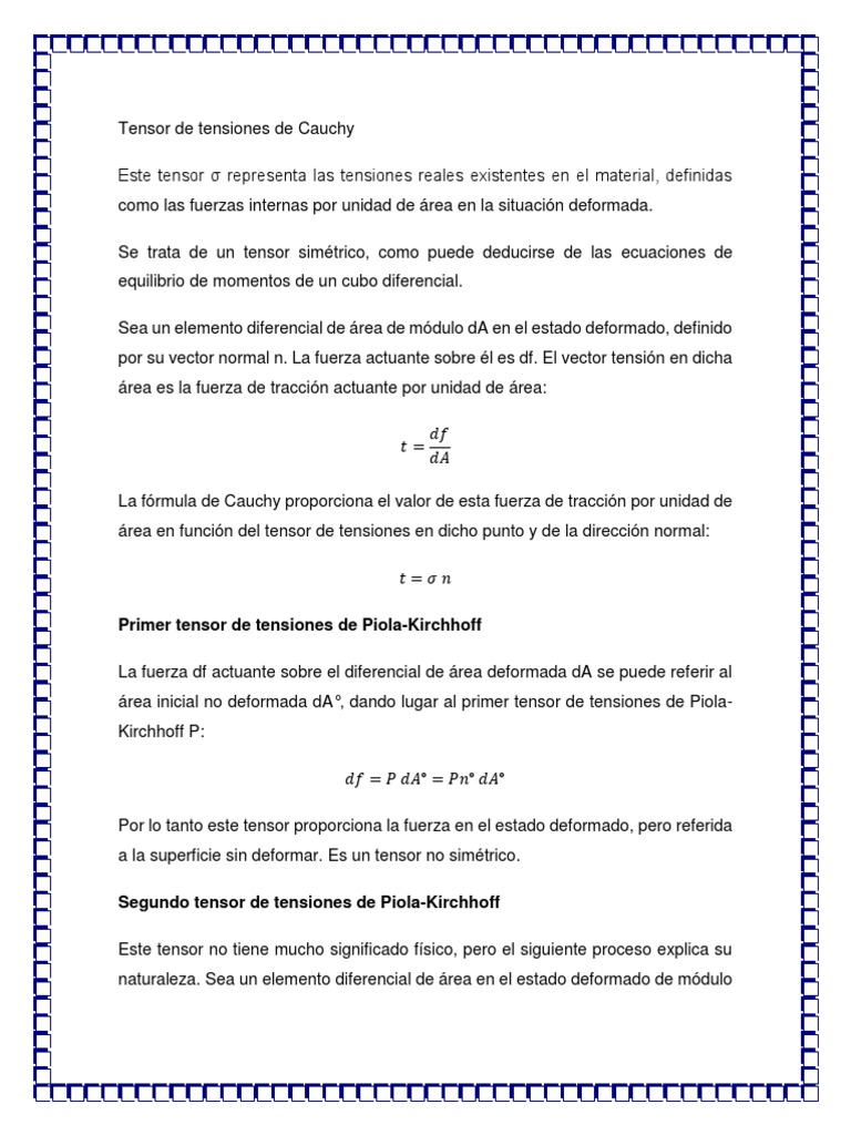 Tensor de Tensiones de Cauchy | PDF | Tensor | Estrés (Mecánica)