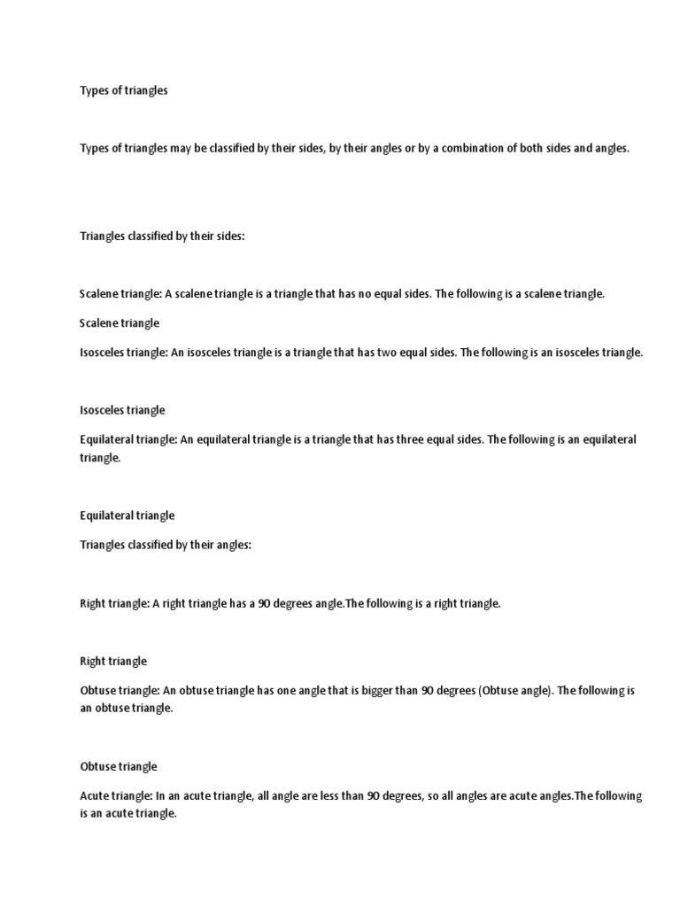 Types of Triangles | PDF | Teaching Methods & Materials | Science ...