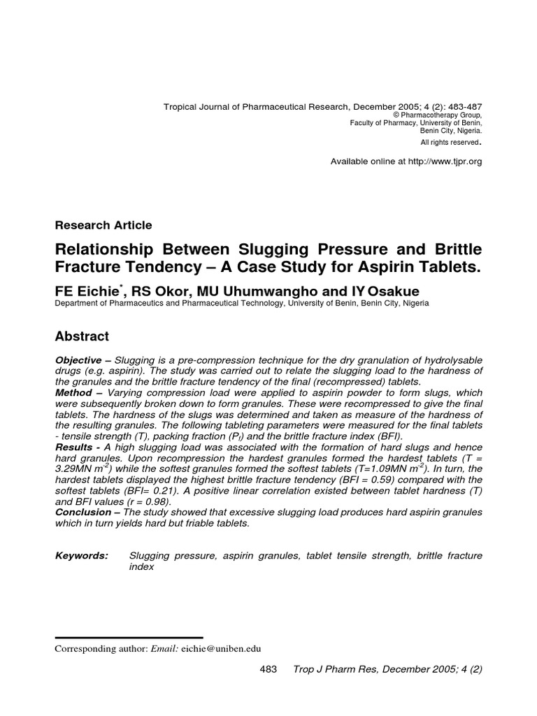 Relationship Between Slugging Pressure and Brittle Fracture Tendency