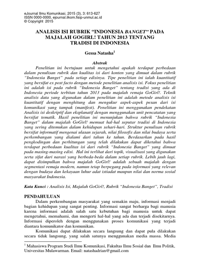 Jurnal Analisis Isi Contoh Pdf
