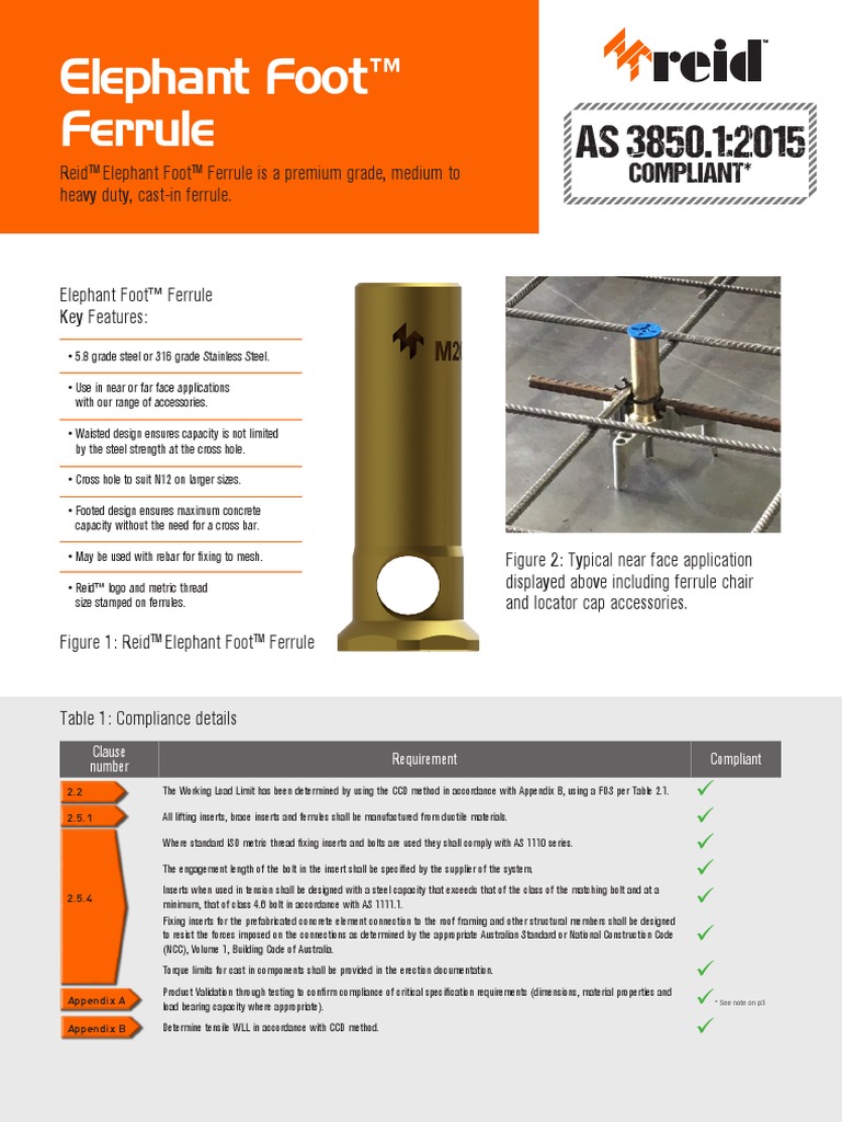 Reid™ Elephant Foot™ Ferrule AS 3850_2015 compliance Screw Quality