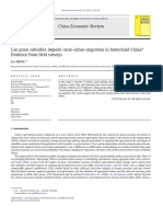 Can Grain Subsidies Impede Rural-urban Migration in Hinterland China Evidence From Field Surveys