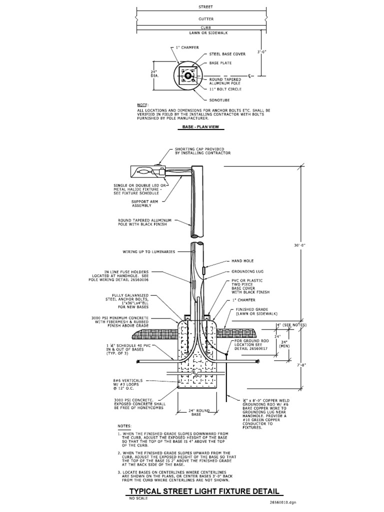 Typical Street Light Fixture Detail Base Plan View PDF Screw