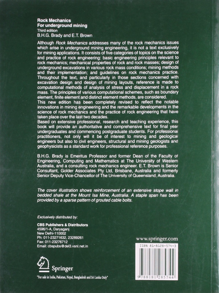 Rock Mechanics For Underground Mining Pdf